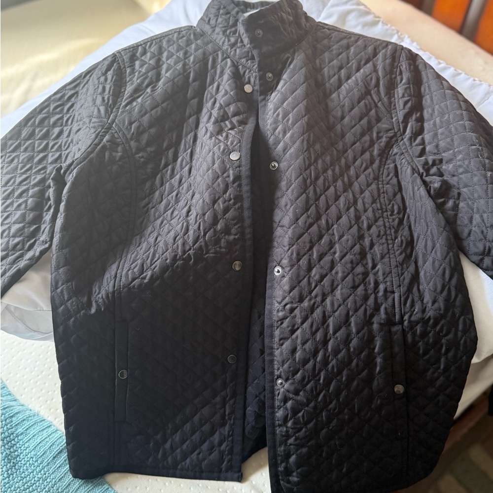 Liz Claiborne  Quilted Snap-Front Jacket - Black